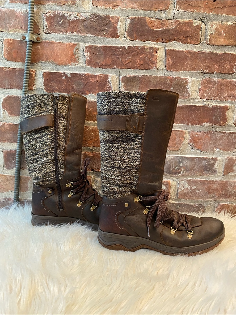 Merrell Eventyr Peak Waterproof Dark Earth Brown Leather Boots, Size 9.5